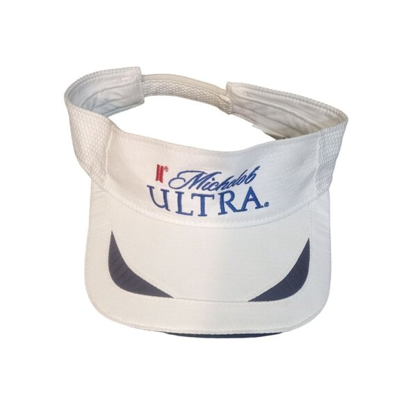 Michelob Ultra Visor Hat Cap Mens One Size Fits All White Logo Adjustable Strap - Picture 5 of 6